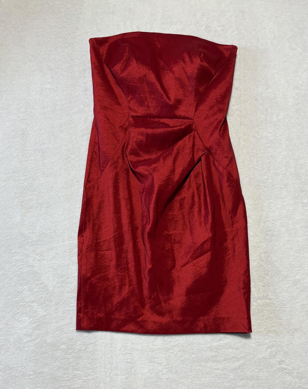 Calvin Klein Dress Womens 6 Red Strapless Sheath Cocktail Built In Cups